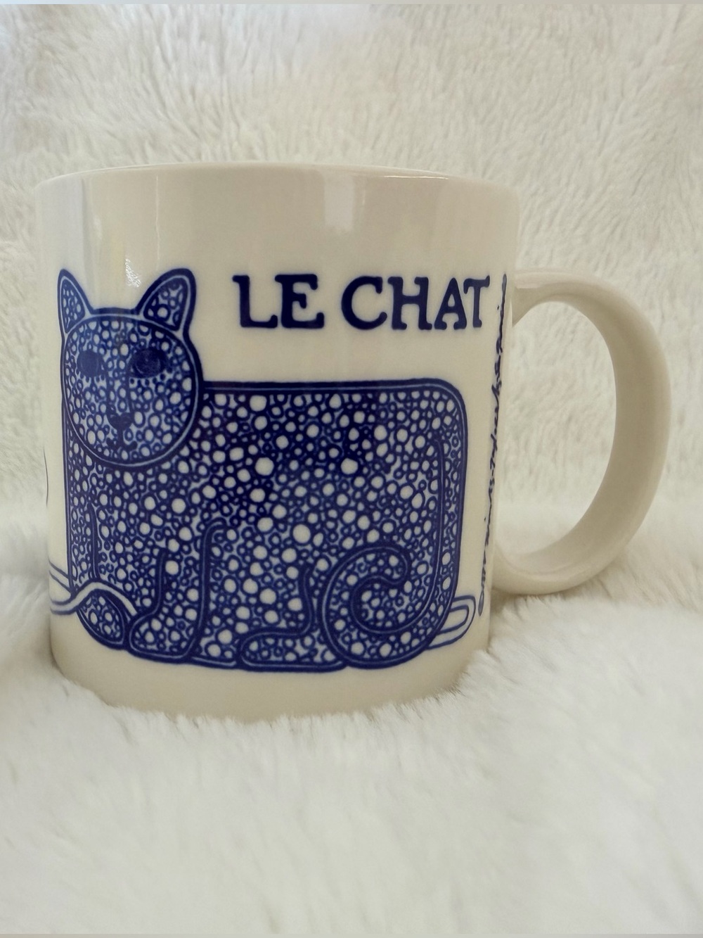 Vintage Taylor & NG "Le Chat" Blue Cat Mug - Win Ng 1978 - Cat Yarn Mouse